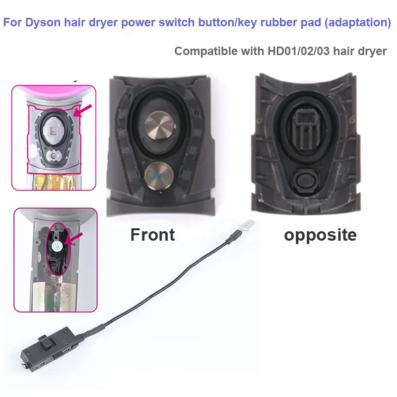 Dyson Supersonic Secador de Cabelo com Botão Interruptor de Alimentação Rubber Pad Repair Substituição Upgrade Acessórios Hd01 Hd02 Hd03 Hd08