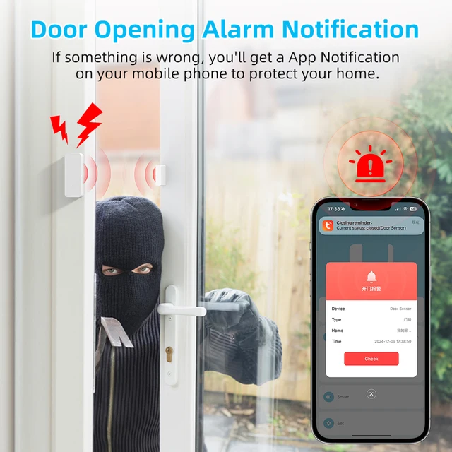 AVATTO Tuya WiFi/Zigbee Door Sensor Smart Door Window Detector Home Security Alarm APP Control Works with Alexa Google Home 5