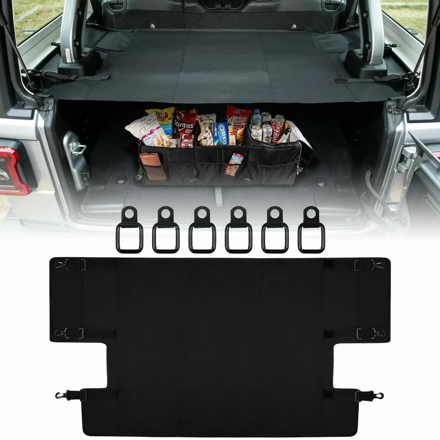 

Jeep Wrangler JL JLU 2018-2023 (4-Door) Rear Cargo Rack Cover Shield Trunk Protector Shade Shield Pad Organizer Oxford Cloth