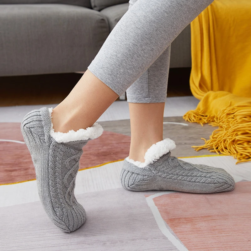 Winter-Thermo-Herren-Slipper-Socken, warm, kurz, Baumwolle, verdickt, weich, rutschfest, flauschige Bodensocken für Zuhause, zum Schlafen, männlich, flauschig – Detail 8