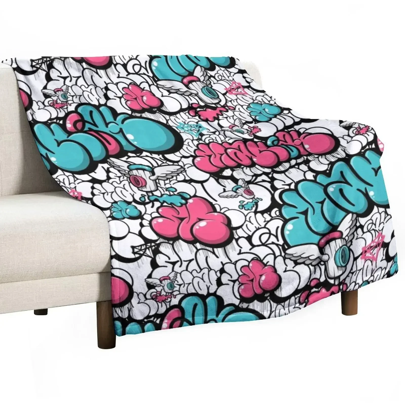 

Pink and Blue Spray Cap Angels Throw Blanket halloween Sofas Luxury Brand for sofa Blankets