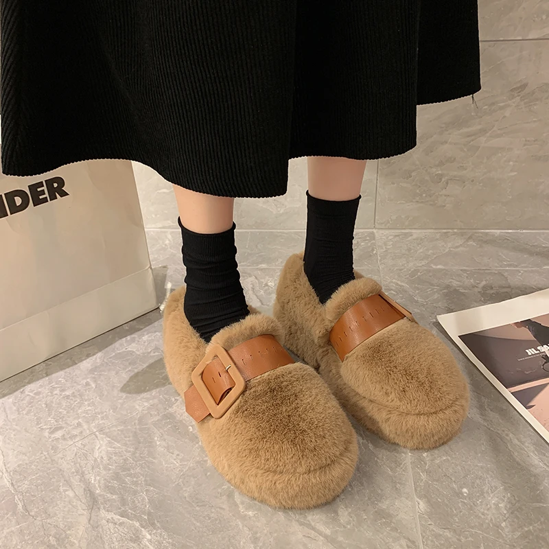 

Womens Shoes 2022 Winter New Fashion Plush Women Shoes Non-slip Comfortable Women Shoes Solid Women Flat Shoes Zapatos De Mujer