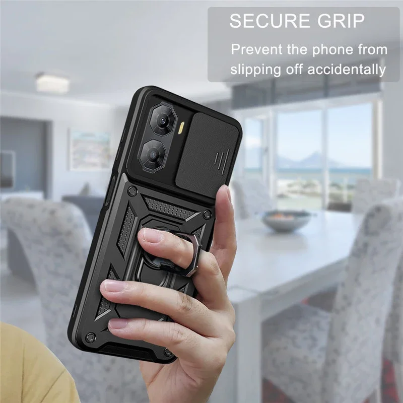 Slide Camera Lens Protector Armor Case with Military Grade Bumpers and Ring Cover