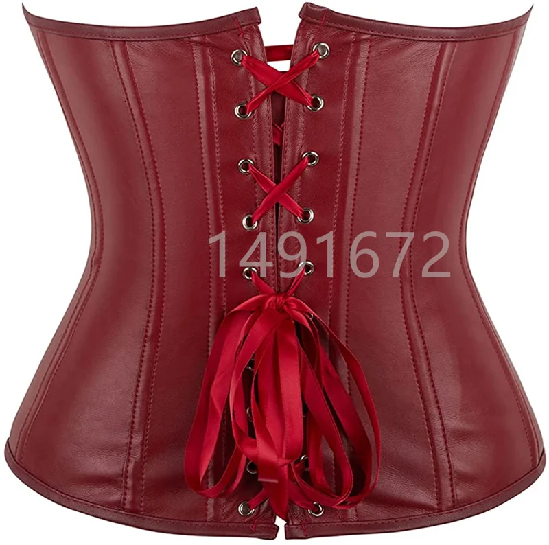 Women's Sexy Shiny PVC Underbust Corset Lace up Back Waist