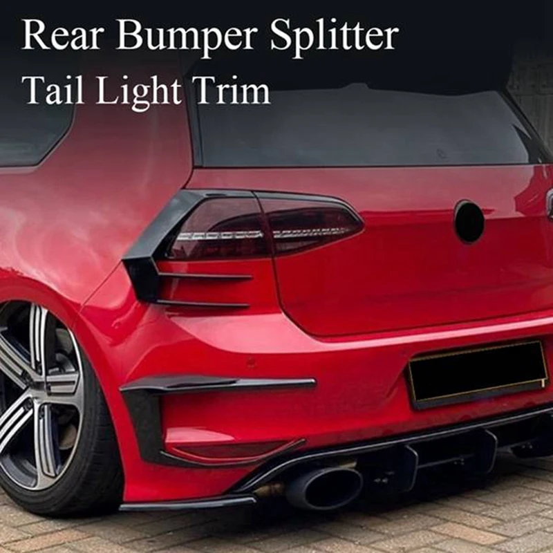 

For Golf 7 MK7 GTD R400 2012 2013 2014 2015 Auto Black Rear Bumper Splitter Canard Rear Spoiler Fog Lamp Trim