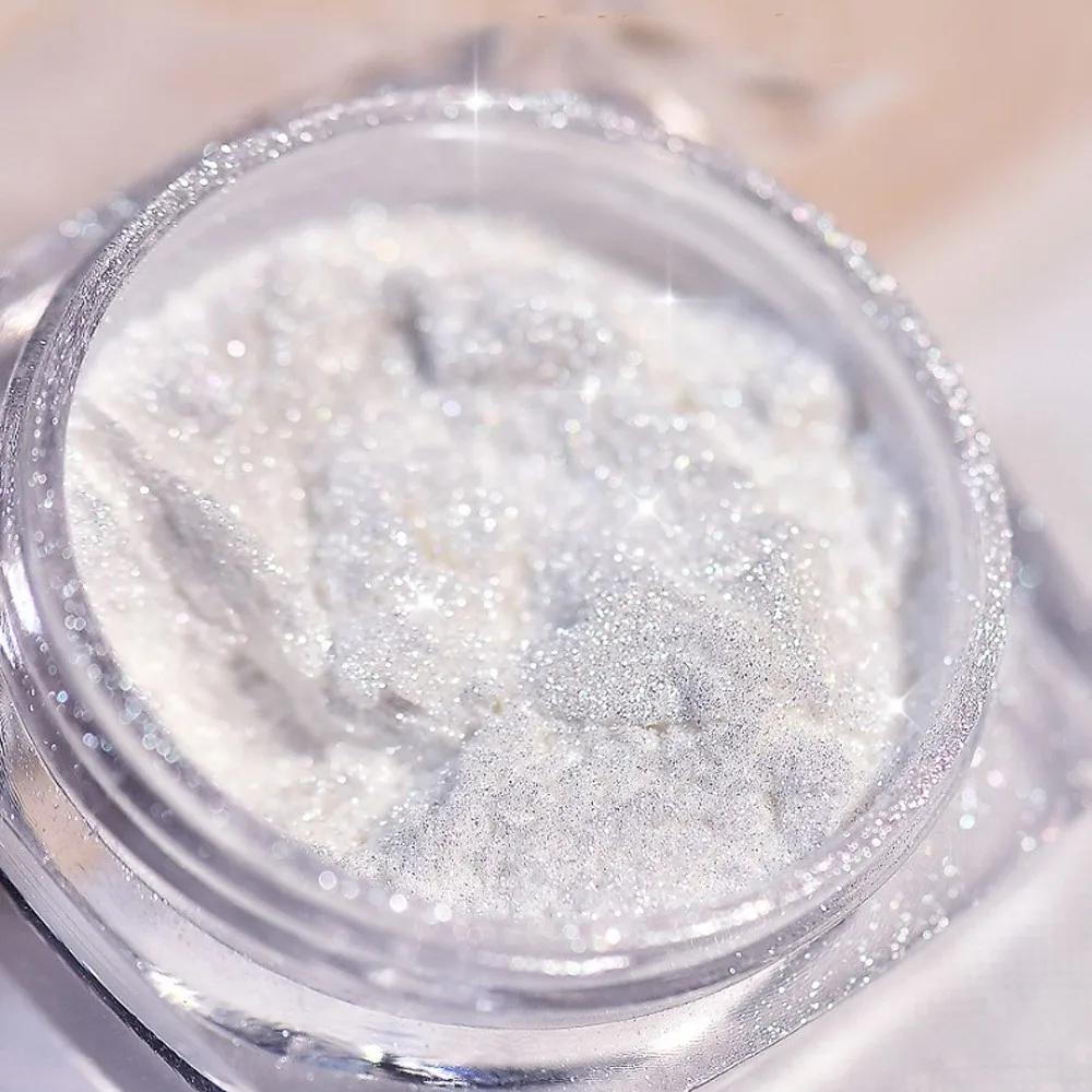 1 Jar Nail Fine Glitter Powder Fairy Glossy Ice White Pearl Powder With