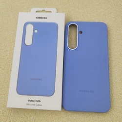 Premium Liquid Silicone Phone Case with Protection Bumper - Solid Color with Official Packaging - Galaxy S25+ (Light Blue)
