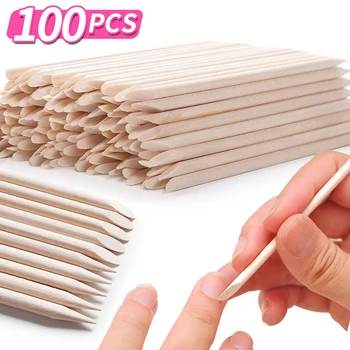 100Pcs Orange Wood Sticks for Nails Double Sided Cuticle Pusher Remover Nail Art Manicure Pedicure Tool for Manicure Pedicure 1
