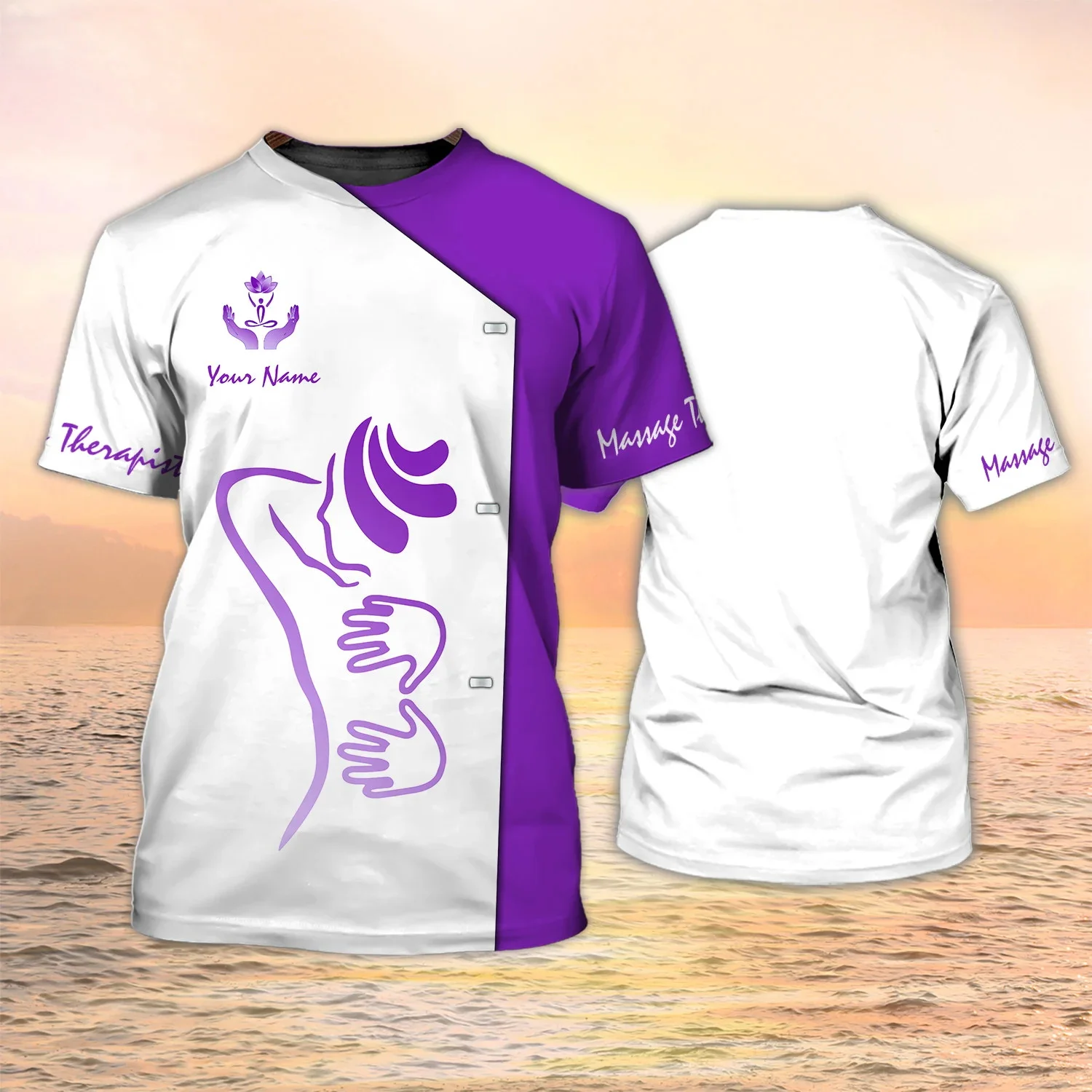 Neueste Sommer männer T-shirt Massage Therapeuten Pesonalized Name 3D Gedruckt t shirt Unisex Casual Tops Schönheit Spa Uniform DW153 – Detail 15