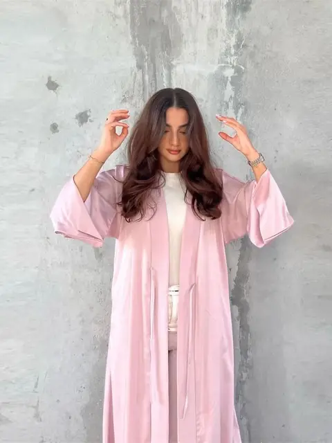 عباية كيمونو وردية مفتوحة للفتيات S.H ARAB SHOP عباية تركية 4
