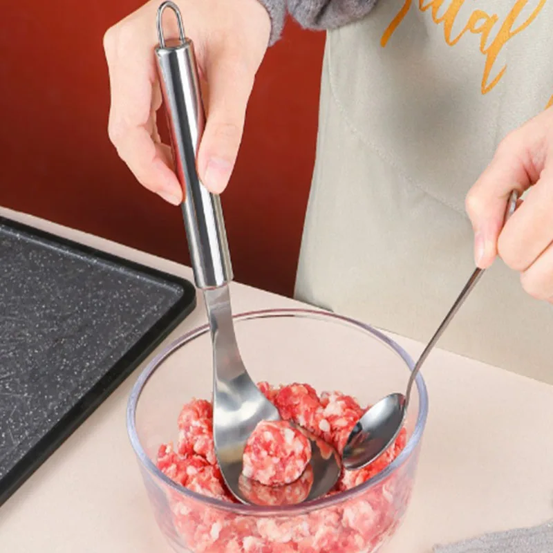 1pc Creative Stainless Steel Meatballs Spoon Non-Stick Meatball Maker Kitchen Meat Tools Manual Food Processorle Fish Balls Tool
