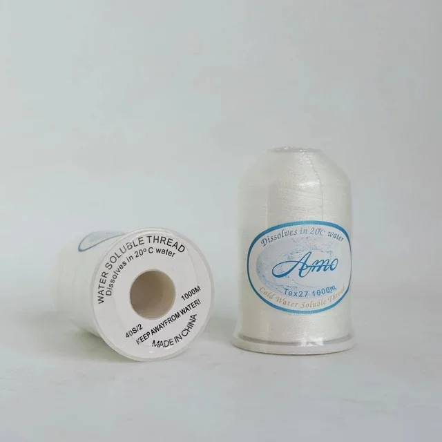 Description Picture 5 of item1000m Water Soluble Sewing Thread  Tex27 Long White Color 20C Wash Away Vanish Extra Quilting Basting Thread 40S/2