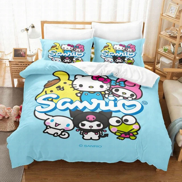 Kuromi Bedding Set Sheet Pillowcase Duvet Cover Girls Anime Bed Set Queen  SZ 4PC