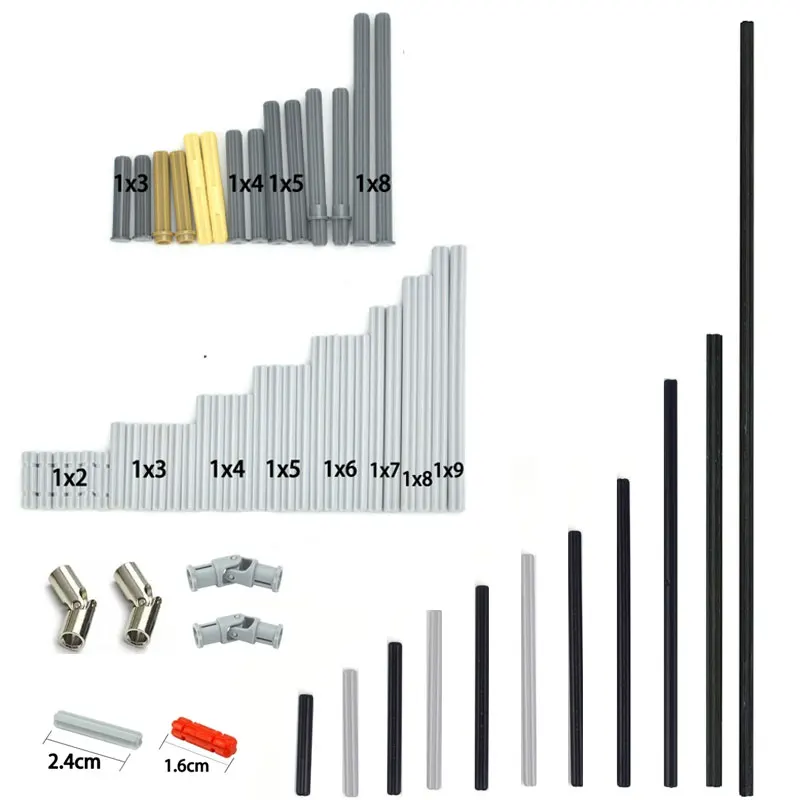 MOC Cross Axles Building Blocks Accessories Compatible Technical Parts 6587 24316 15462 3737 3706 Bricks Toys construction blocks building blocks