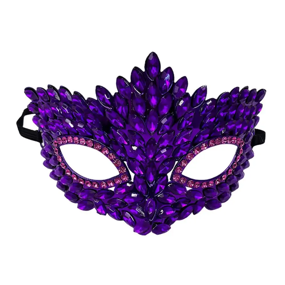 Glänzende Acryl-Kristall Halbgesichtsmaske Vollschmuck Modische Sexy Maskerade-Maske Luxuriöses Design Handgefertigte Maskerade-Rave-Maske – Detail 10