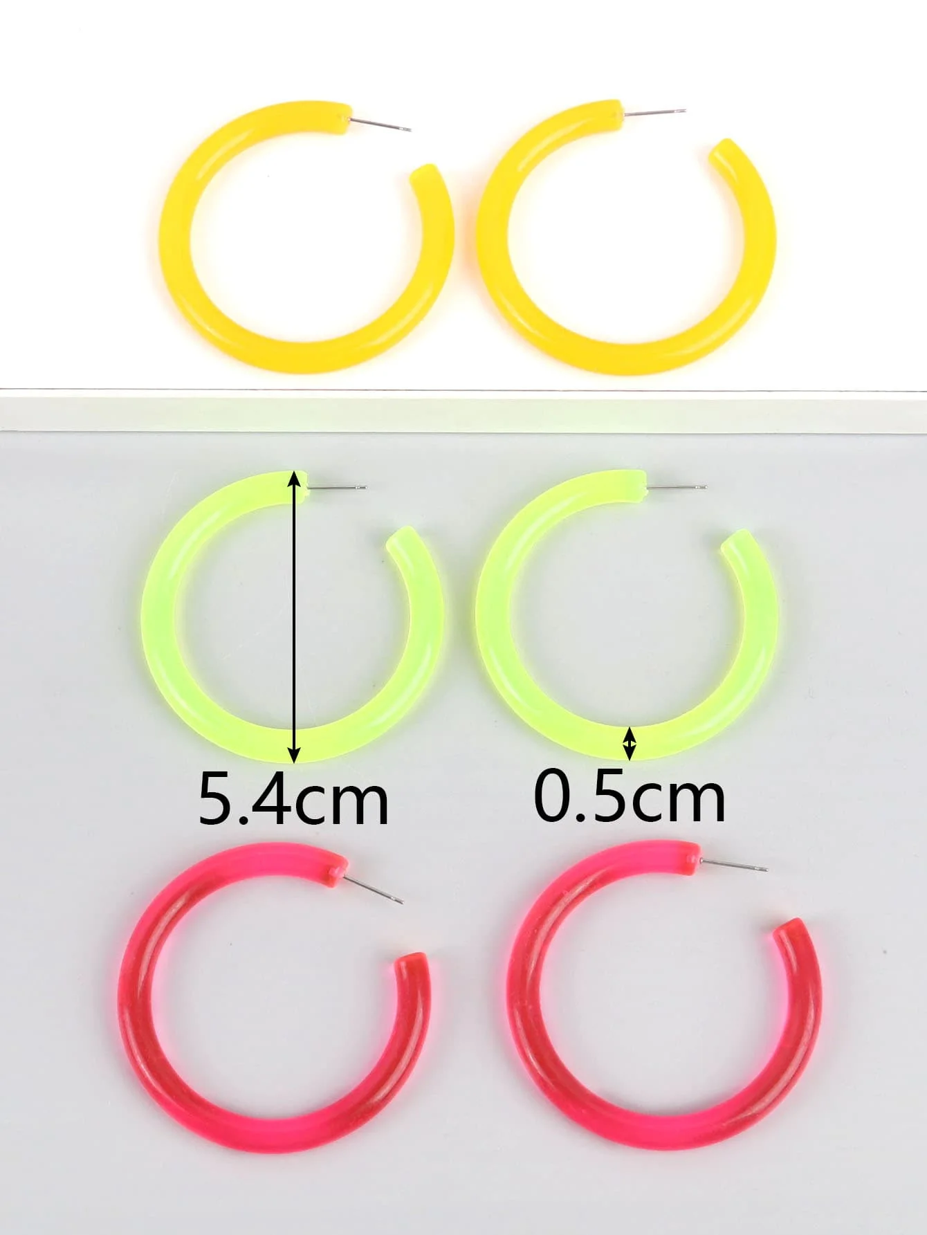 4Pairs/Set Neon Color Acrylic Hoop Earrings Set for Women Rock Punk Fluorescent Large Round Hoops Earring Party Jewelry Gifts 2