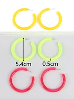 4Pairs/Set Neon Color Acrylic Hoop Earrings Set for Women Rock Punk Fluorescent Large Round Hoops Earring Party Jewelry Gifts 2
