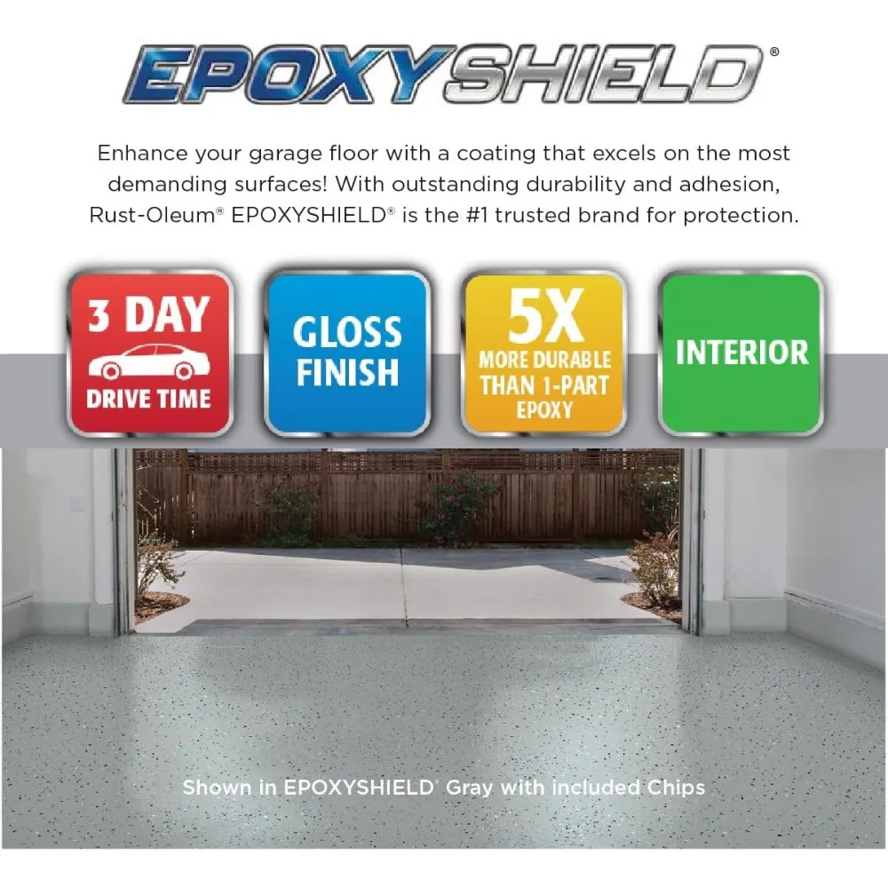 251965 EPOXYSHIELD Garage Floor Coating, 1 Car Kit, Gray 4