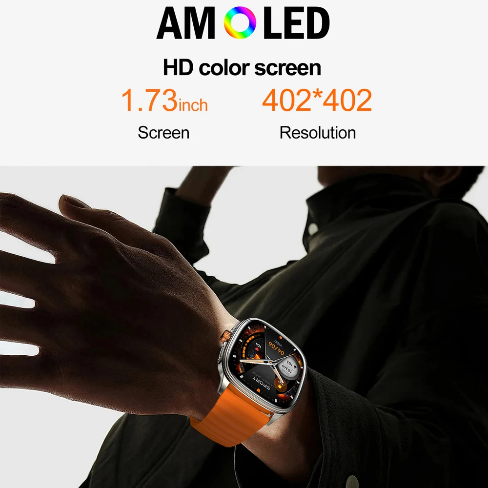 Ultra-thin Fashion Smart Watch Men 1.73 Inch AMOLED HD Bluetooth Call NFC GPS Outdoor Sports Health Monitoring Smartwatch