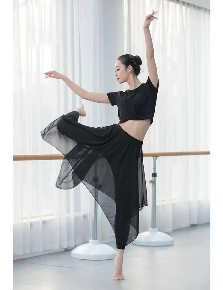 Latin Dance Pant Skirt Training Pant Dress Modern Dance Costume Latin Long Gauze Trousers Ballet Practice
