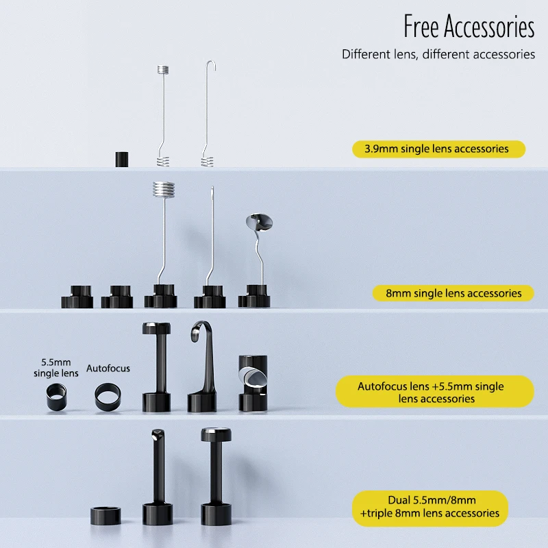 1-15m 4.3'' IPS 산업용 내시경 3.9mm/5.5mm/8mm 1080P 카메라 분리형 디자인 자동 초점 8mm 1920P 리지드 케이블 2600mAh