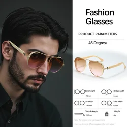 Vintage 2025 Retro Metal Frame Sunglasses for Men - Light Luxury Workplace Eyewear (Beige)