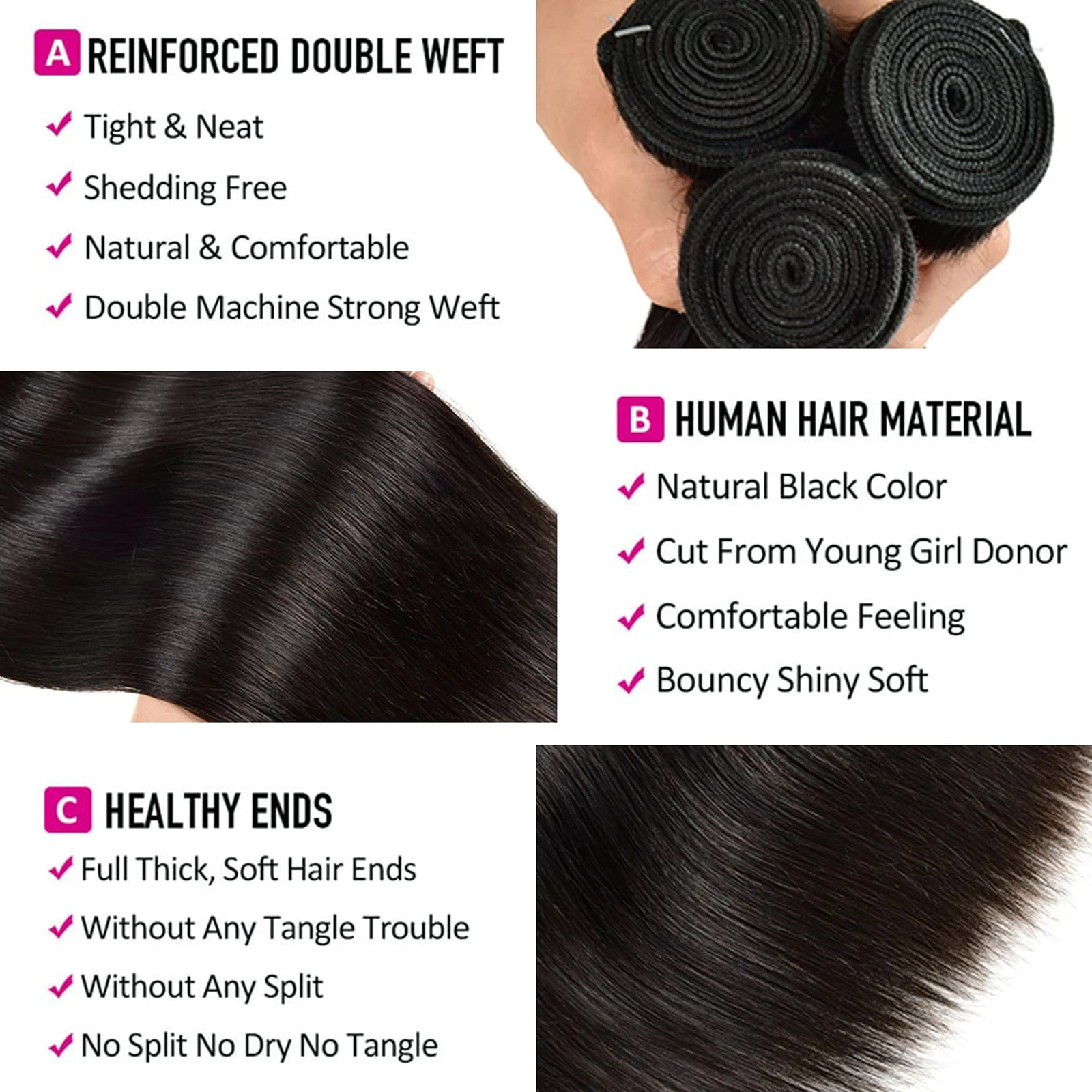Brazilian Hair Weave Human Hair Bundles 26 28 30 Inch Bone Straight 100% Raw Virgin Remy Human Extension 1/3 Bundles Weft
