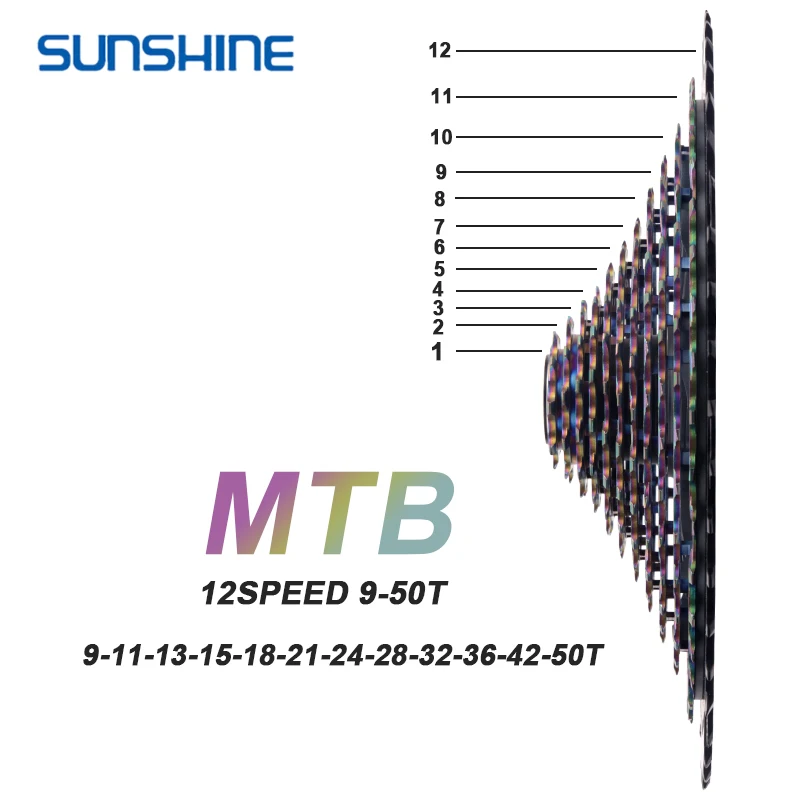 SUNSHINE MTB Bike CNC XD Cassette 11 12 Speed K7 12V/11V Mountain Bike Flywheel 10-50/52T Sprocket 9-50T 9-42T For SRAM GX EAGLE bicycle cassette bicycle parts bike sprocket