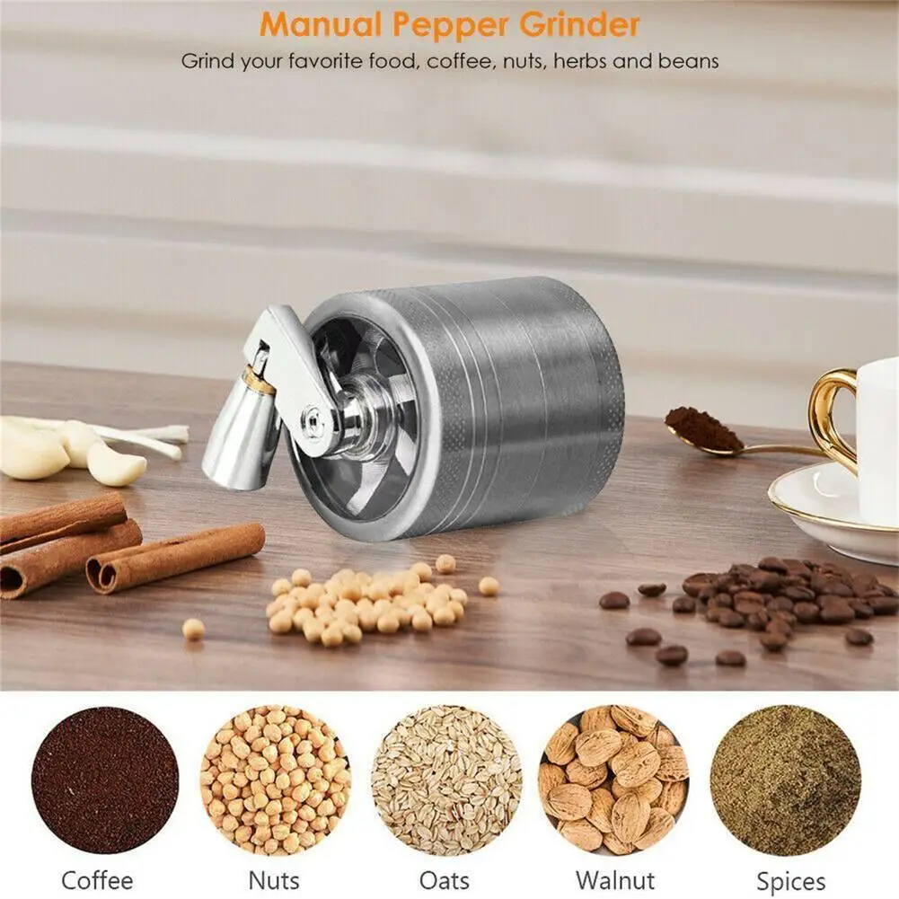 Hand Muller Herb Tobacco Spice Grinder 40mm 4 Layers Metal Smoke Crusher Portable With Handle