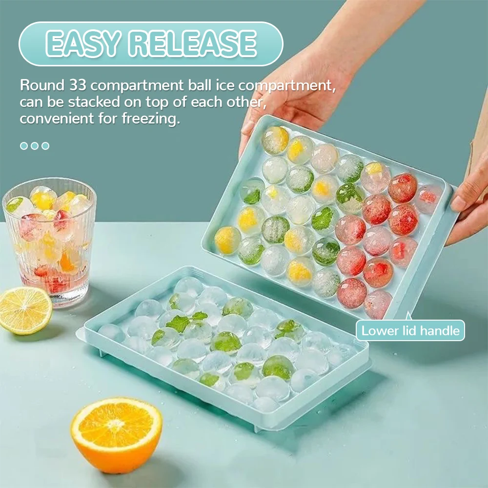 6/18/33 Grids Reusable Round Ice Cube Tray with Lid Mini Ice Ball