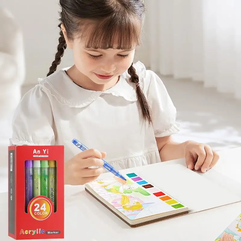 Acrylic Paint Markers High Pigmented Acrylic Markers Waterproof Painting Tool Crafts Art Making Supplies For Professional
