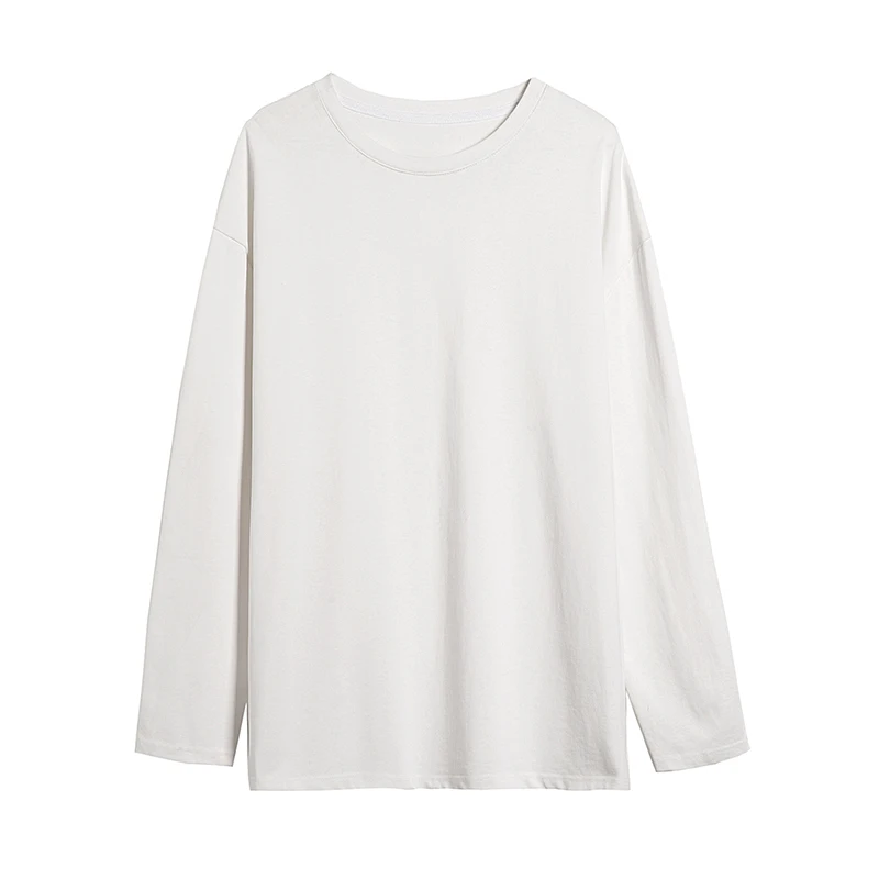 MGA Autumn Long Sleeve T-shirt 2022 白 Men Long Sleeve T Shirt with Arc Shape Bottom of Autumn Long