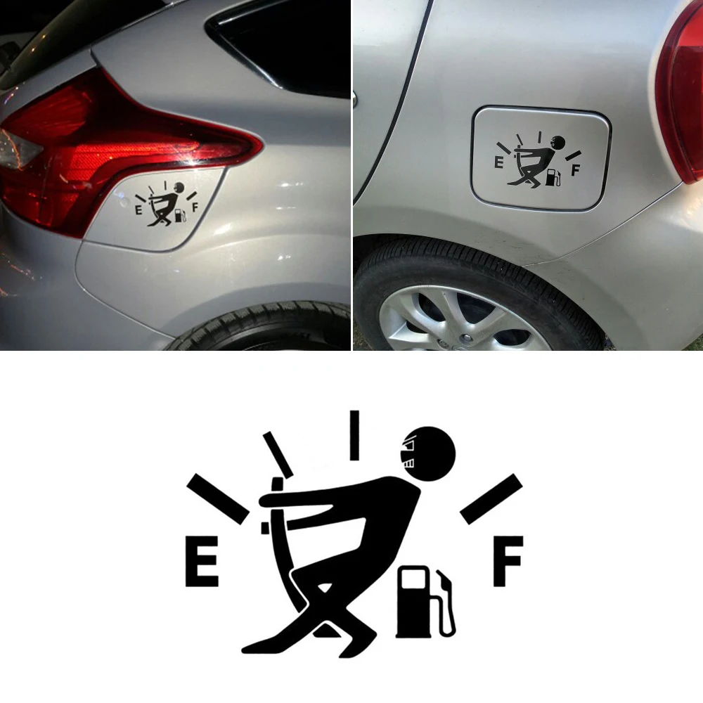 Car Stickers ABS Car Stickers High Gas Consumption Funny Decal Fuel Gage Empty Stickers Scratch Paste Fuel Tank Cap