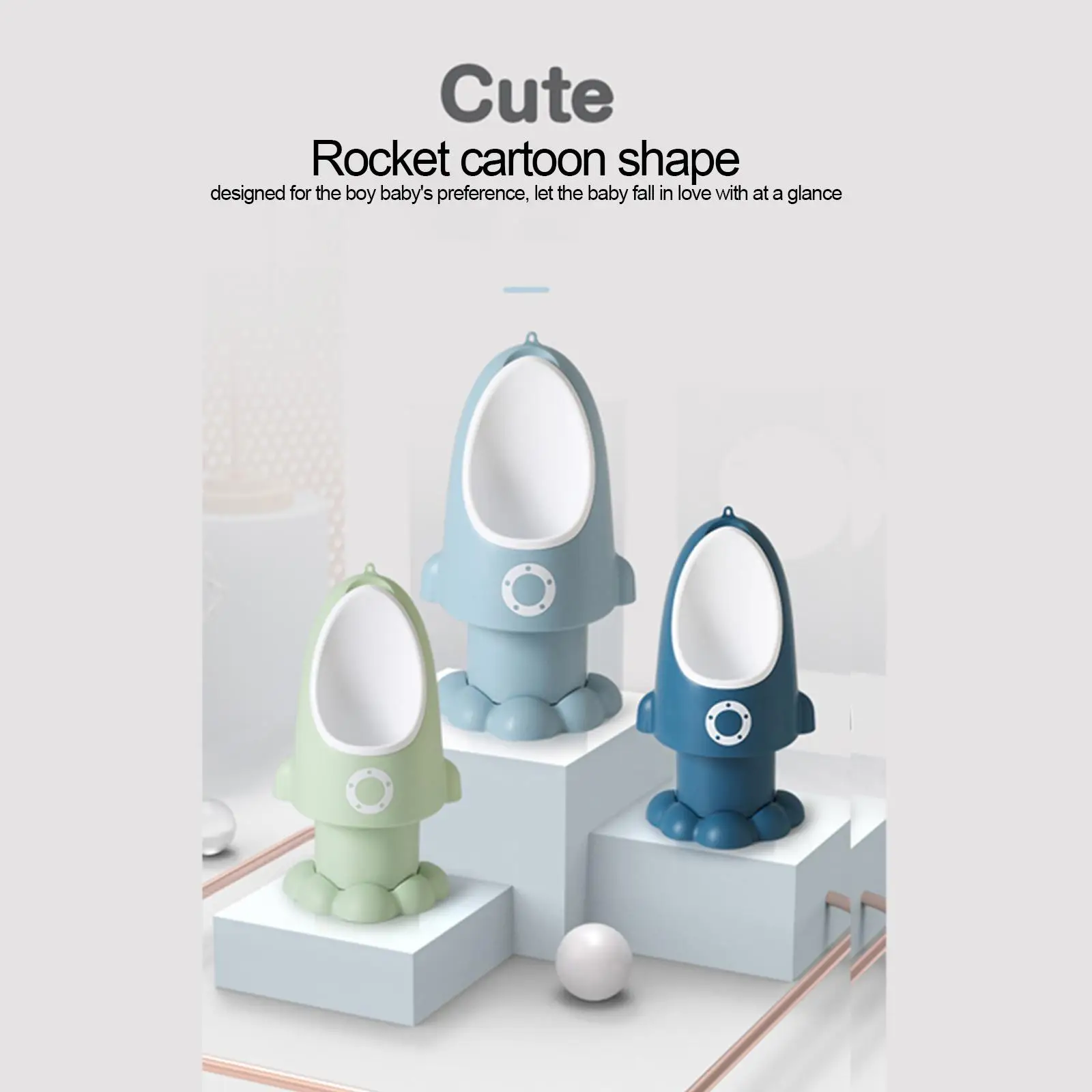 Rocket Shape Child Potty Urinal Adjustable Height Pee Training for Baby Kids 4