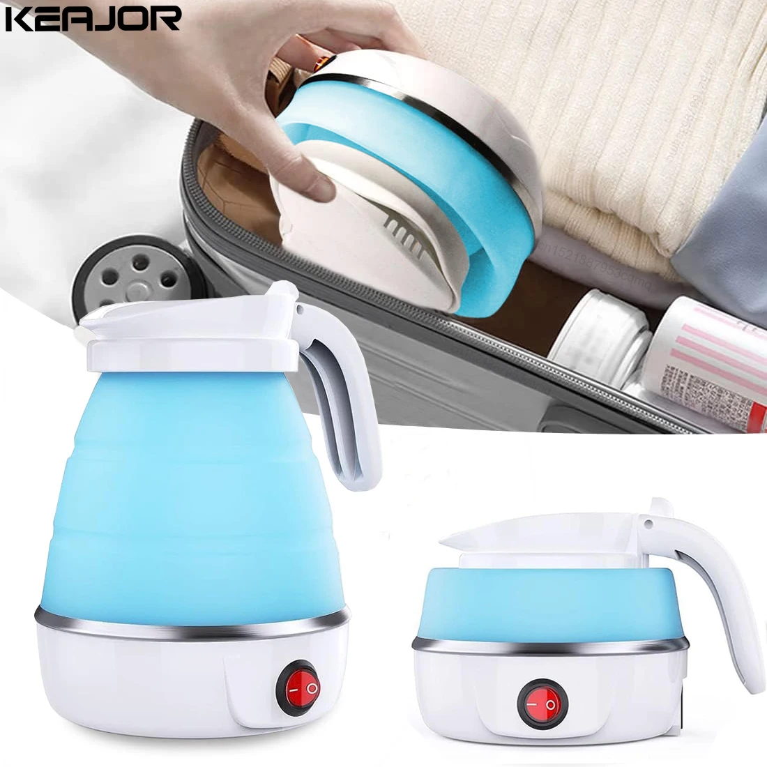 thumbnail image 2 of 1.2L Portable Steel Silicone Kettle Collapsible Folding Pop-Up Camping Travel Water Kettle 2 of 9