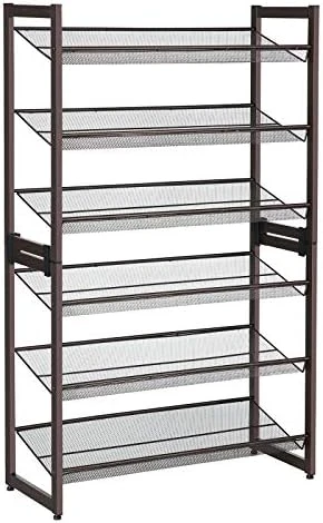 SONGMICS Shoe Rack, 12-Tier Tall Metal Shoe Storage Organizer for Closet,  Entryway, Garage, Set of 2 6-Tier Big Stackable Shoes Rack Shelf