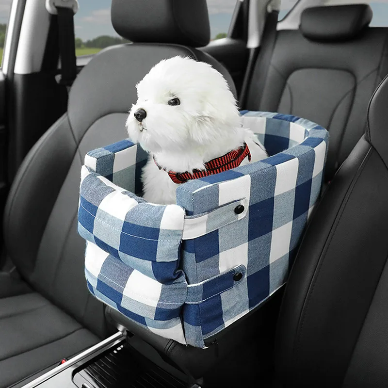 Portable Pet Dog Car Seat Central Control Nonslip Dog Carriers Safe Car Armrest Box Booster Kennel Bed For Small Cat Travel