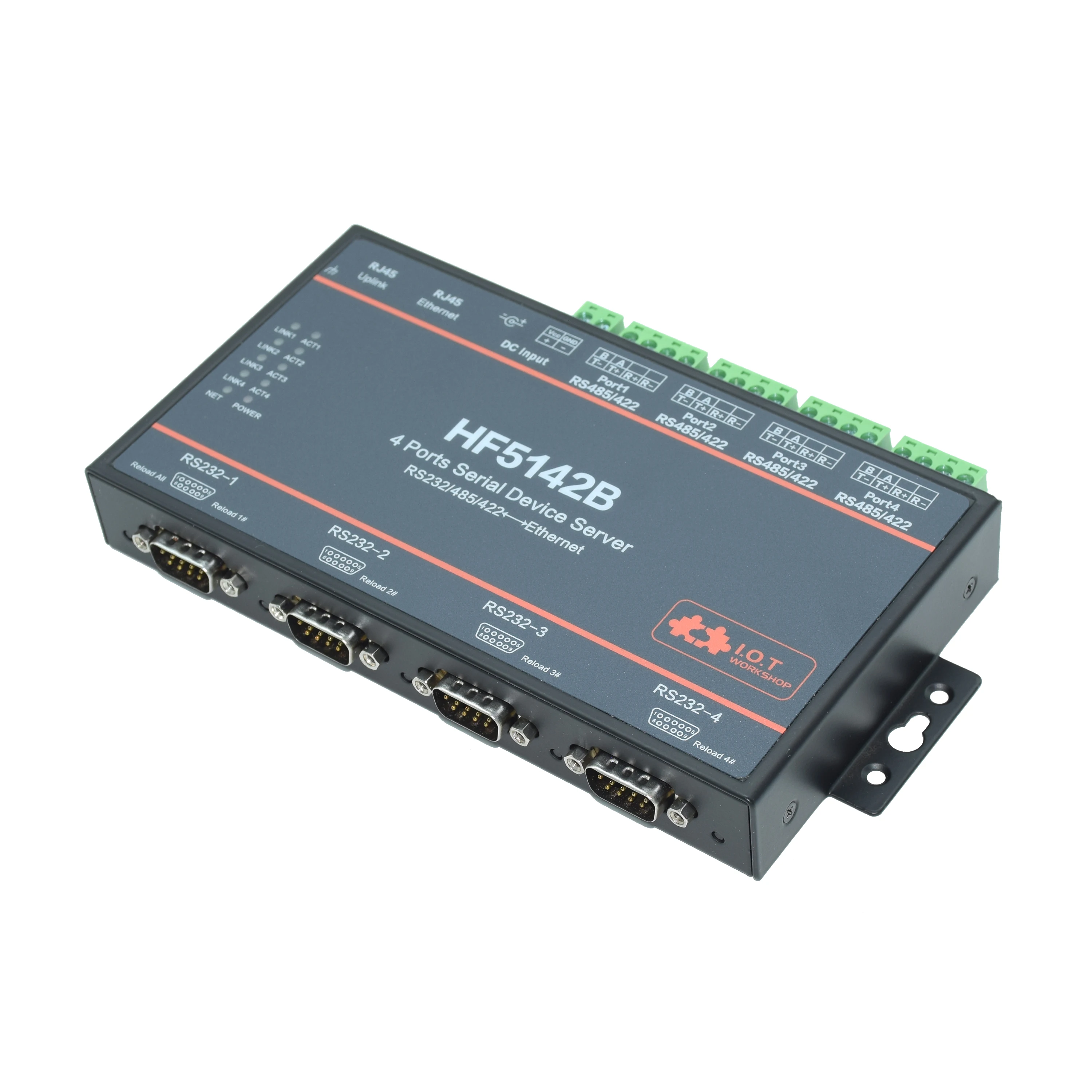4 시리얼 포트 RS232 RS422 RS485 이더넷 서버 컨버터 IoT 장치 HF5142B 모드버스 지원