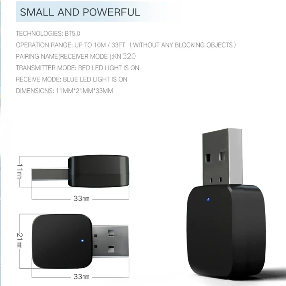 USB Bluetooth-Compatible 5.0 Transmitter Receiver Mini 3.5mm AUX Stereo Wireless Music Adapter For Car Radio TV BT Earphone