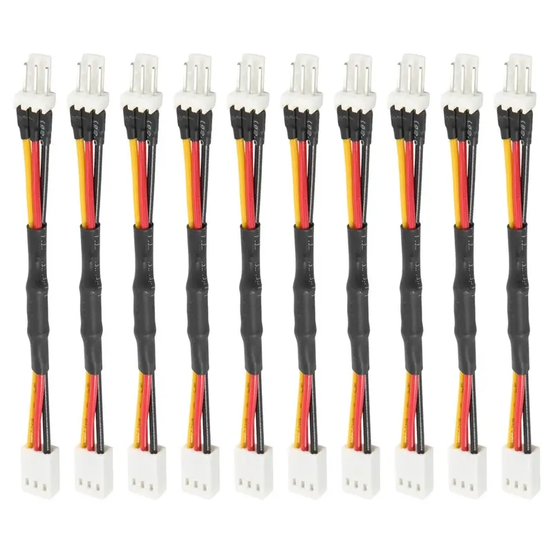 A01E-10PCS 3PIN PC 팬 속도 감소 소음 연장 저항 케이블 와이어 PC 팬용 3핀 남성-여성 커넥터