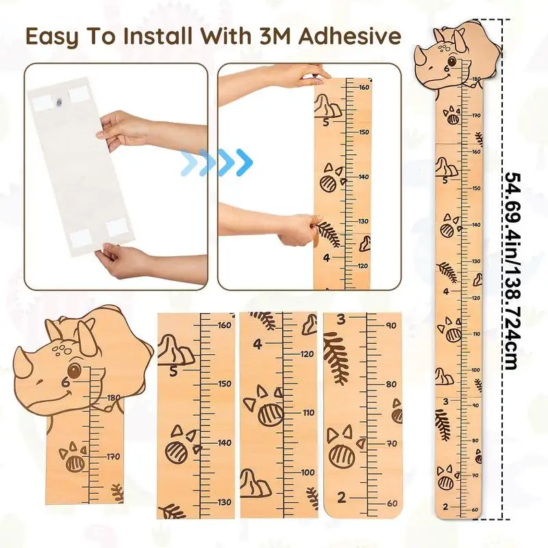 PVC Wall Growth Chart Adhesive Decor Decorative Decal Baby Height Measure Ruler Removable Wall Sticker for Kids Room