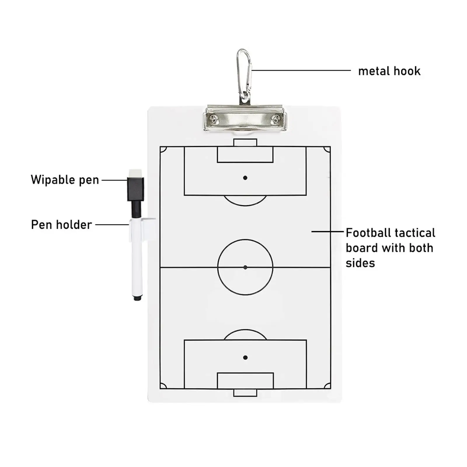 Soccer Coaching Board Football Coaching Board Rewritable with Erasable Pen and Hook Strategy Coaches Marker Whiteboard