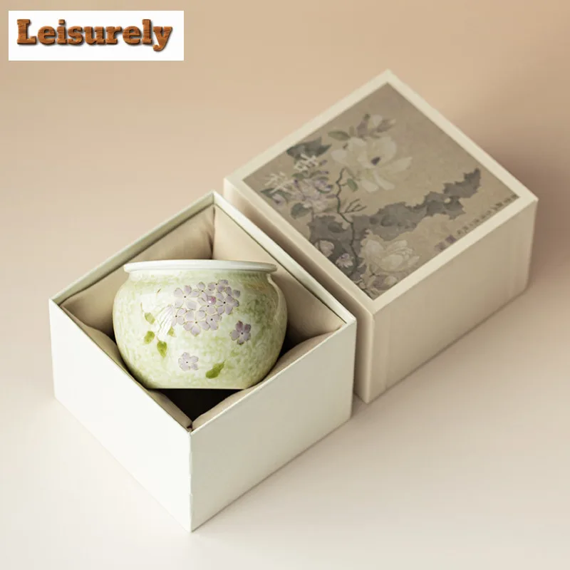 Hand-painted Hydrangea Jianshui Washing Cup Bowl Tea Garbage Can Water Washing Slag Tank Household Chaxi For Tea Ornaments Gift