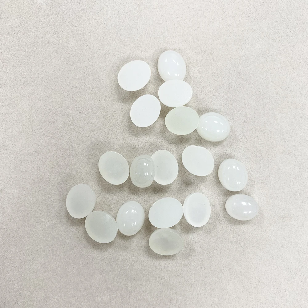 Factory Natural Nephrite Jade Milky White Chalcedony Oval Cabochons Gemstone ​for Ring Earring Necklace Jewelry Making