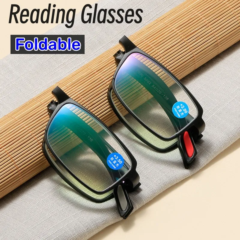 

Vintage Anti-blue Light Foldable Portable Presbyopia Eyewear Men Women TR90 Farsight Glasses Ultralight Eyeglasses with Case