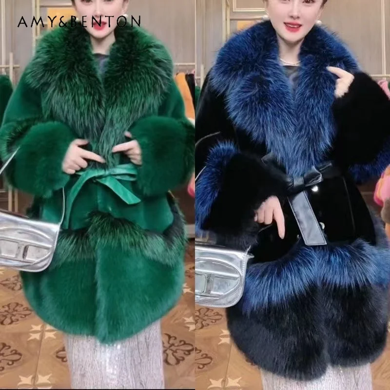 

2023 Chic Autumn And Winter Goddess Warm Environmental Protection Faux Fur Coat Mink Furry Integrated High-End Jacket Outwear