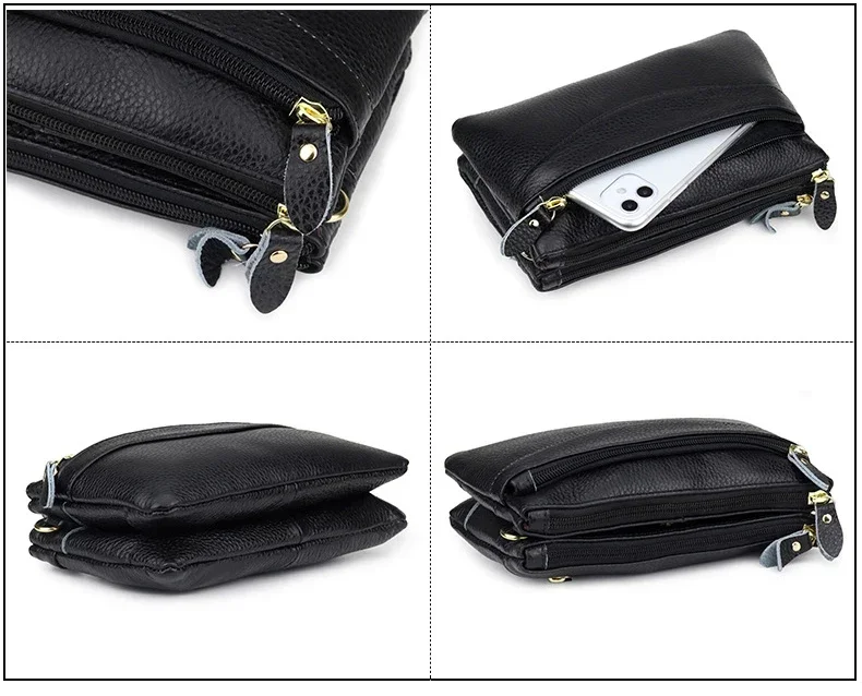 Genuine Leather Women Crossbody Bag Small Shoulder Handbags Casual Wristlet Clutch Purse Large Capacity Messenger Bags for Women crossbody bag women handbags leather shoulder bag