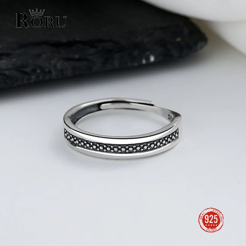 

S925 Sterling Silver Retro Geometric Finger Ring Minimalist Hip Hop Punk Fashion Trend Adjustable Ring for Women Men Couple Gift