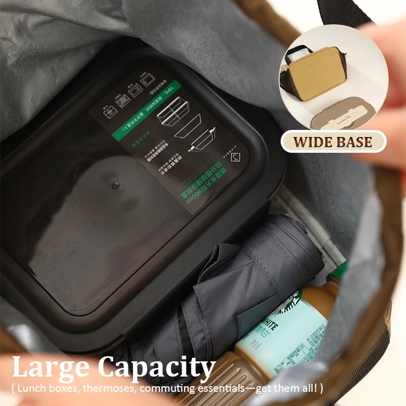 새로운 일본 및 한국 스타일 도시락 가방, 은색 단열 내부 레이어 코팅, 조절 가능한 드로스트링 도시락 가방