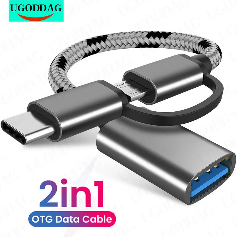 USB 3.0 OTG C타입 마이크로 USB 3.0 어댑터 USB-C 데이터 전송 케이블, 2 인 1, 삼성 샤오미 화웨이 휴대폰용 